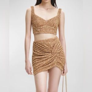 Self portrait gold sequin skirt